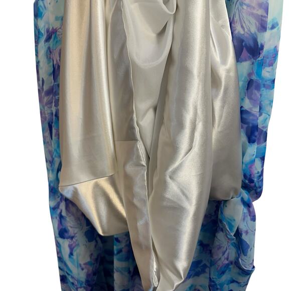 Handmade Floral Chiffon Strapless Maxi Dress Babydoll Pleated Feminine Festival - Picture 9 of 12